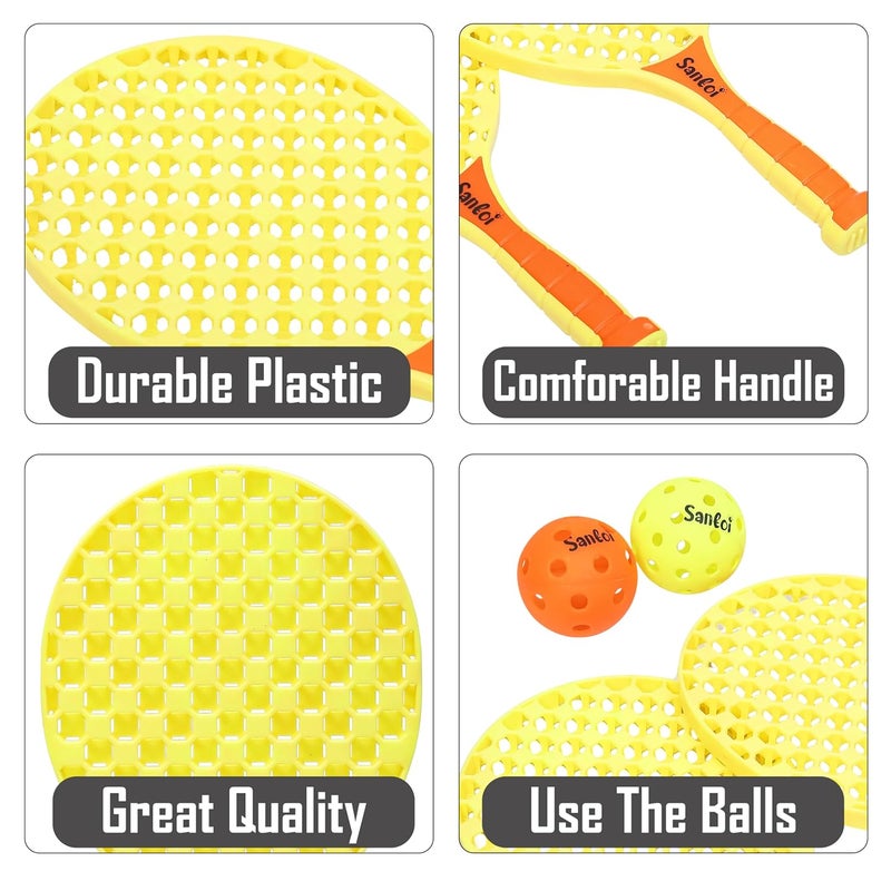 Knick Knack Santoi Paddle Ball Game Set with 2 Balls, Indoor Outdoor Play Set for Kids 3+ Years (Yellow) - Image 4